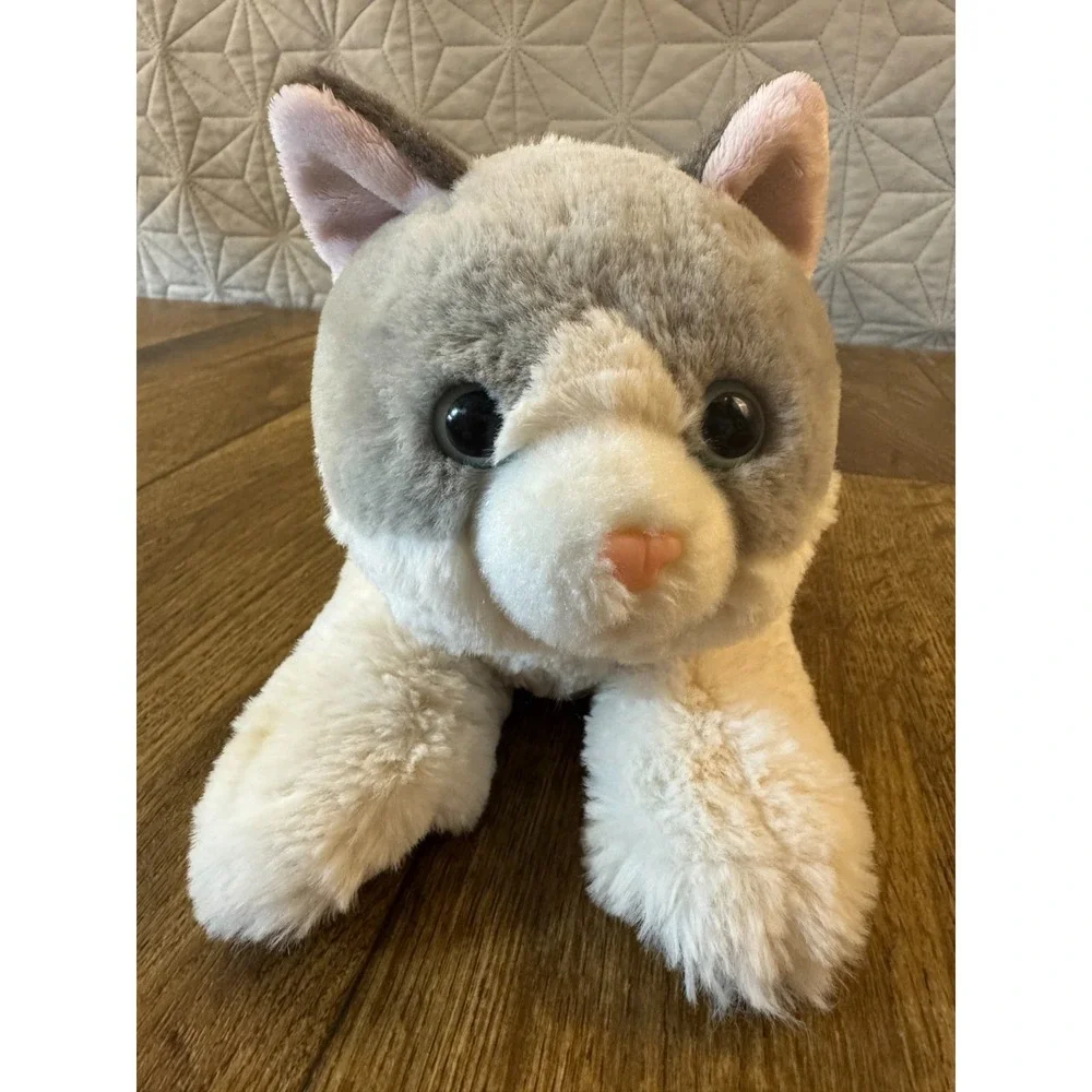 Aurora Flopsie Gray White Cat Kitten 12 Inch Stuffed Animal Plush 2023 Realistic